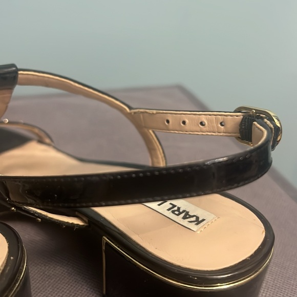 Karl Lagerfeld, Paris women’s block heels, strappy patent leather size 6M - Picture 15 of 16